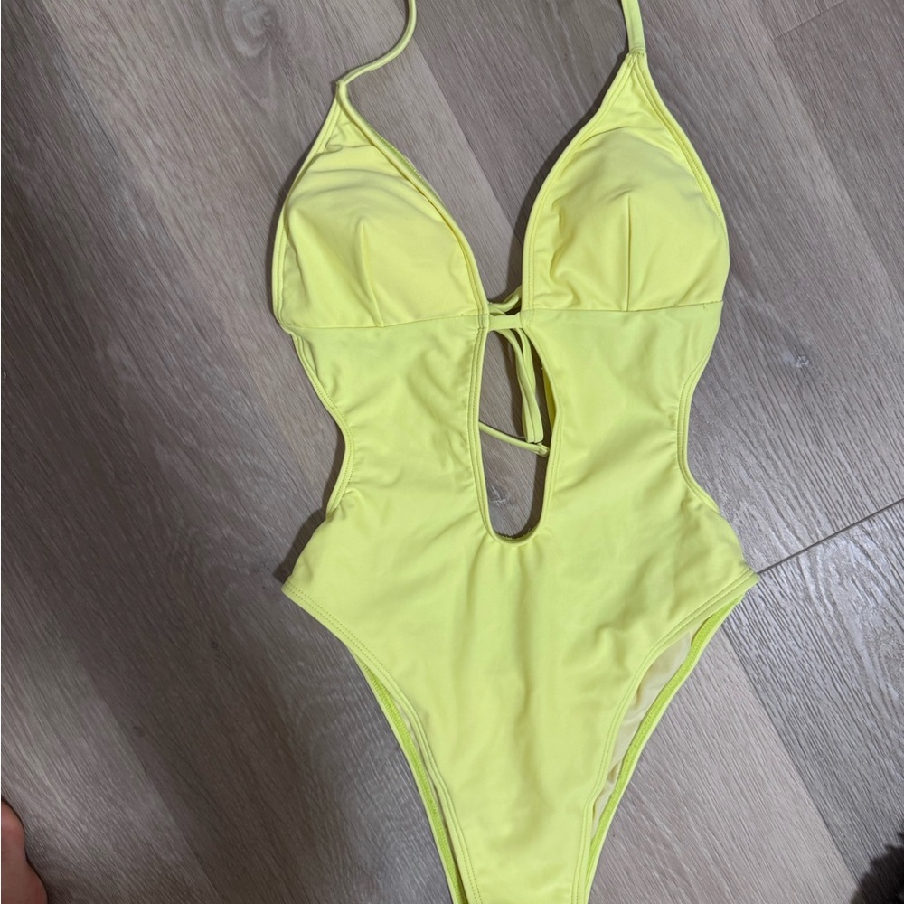 Yellow One Piece Cutout Swimsuit
